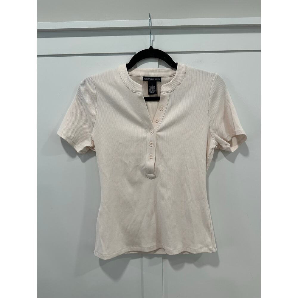 Robertson & Rodeo Ribbed Shirt Sleeve Henley Top Size S